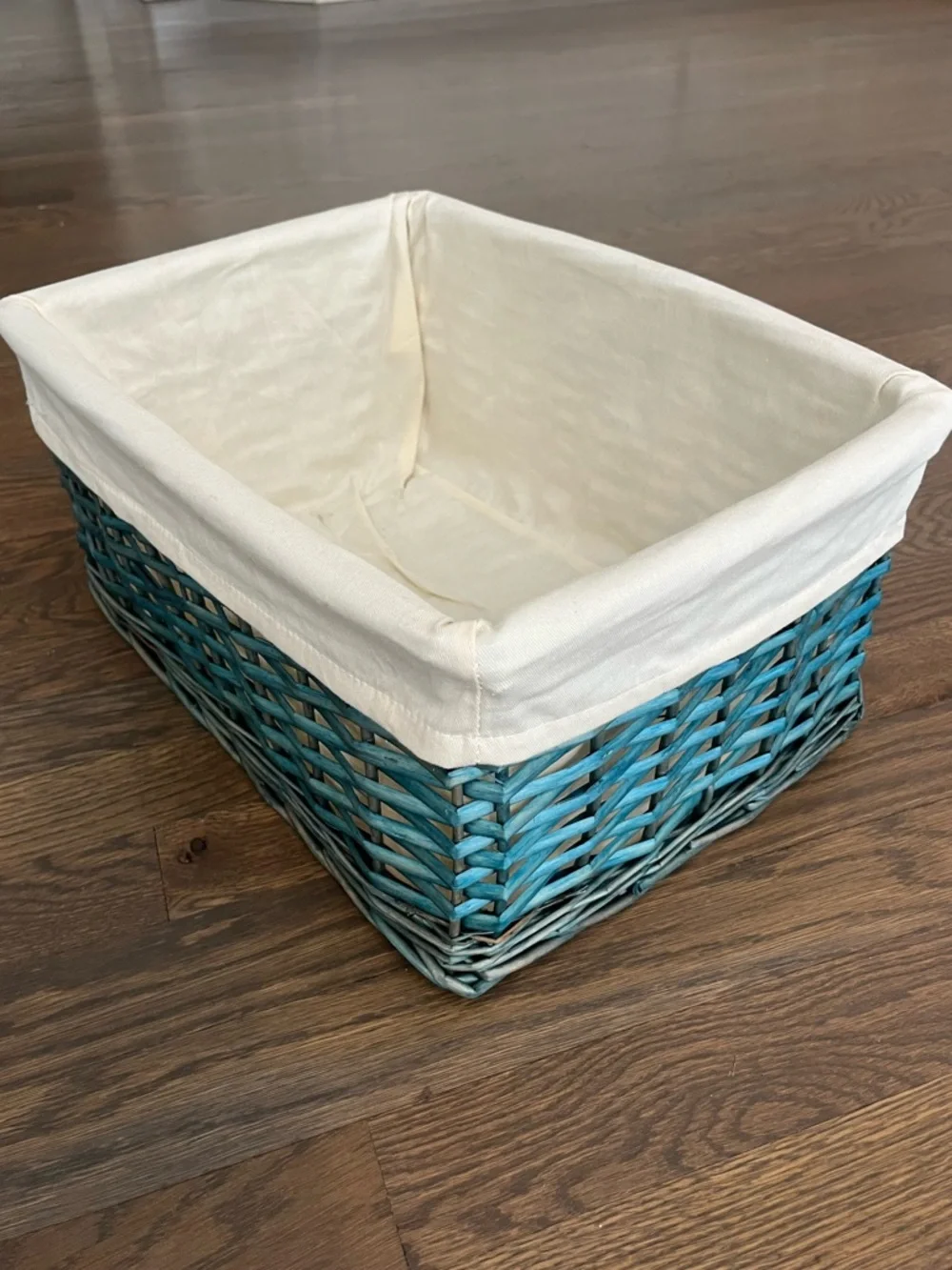 Wicker Basket with Fabric Liner - “Faith, Family, Friends”